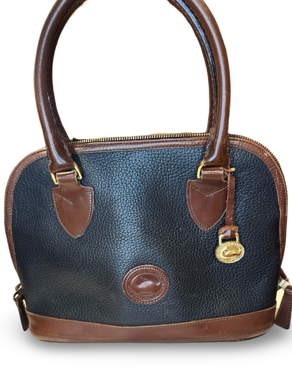 Vintage Dooney & Bourke Leather Dome  Zip top Shoulder bag - late 80’s style